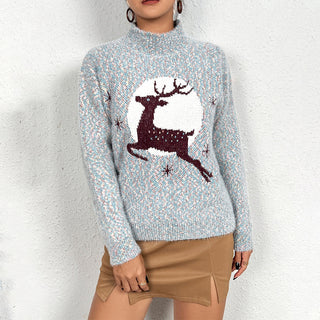 Damen Grobstrick Weihnachtspulli | Rentier Muster