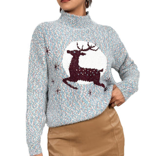 Damen Grobstrick Weihnachtspulli | Rentier Muster