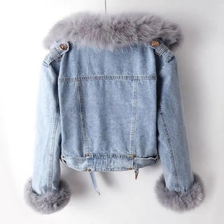 Chaqueta vaquera para mujer con cuello de borreguito | Cremallera