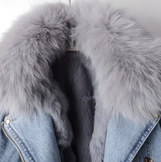 Chaqueta vaquera para mujer con cuello de borreguito | Cremallera