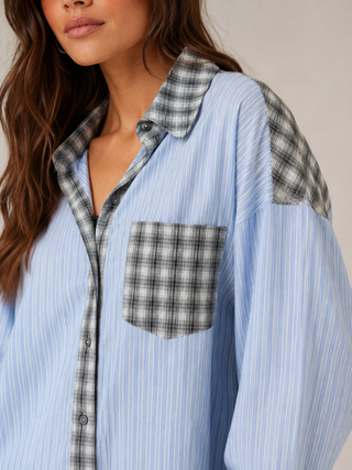 Damen Karierter Pyjama Set Caprihose – Detailansicht