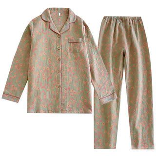 Damen Karierter Schlafanzug Langarm – Beige