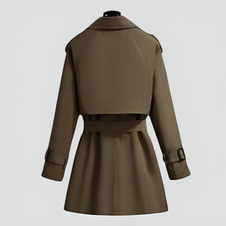 Damen Klassischer Winter Trenchcoat Zweireihig – Detailansicht