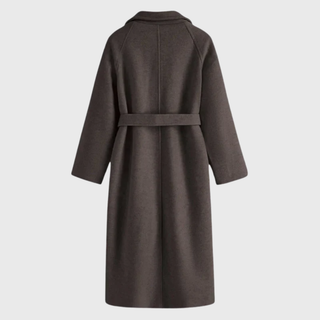 Damen Klassischer Winter Wollmantel Bindegürtel – Detailansicht