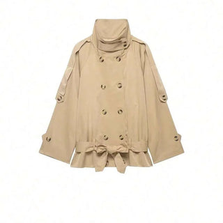 Gabardina corta para mujer | cuello mao