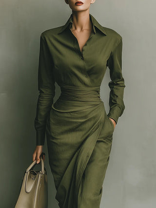 Damen Langarm Blusenkleid | Maxi
