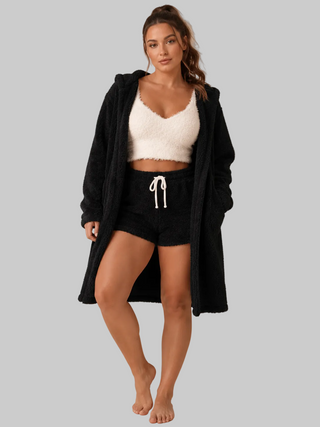 Damen Langer Pyjama Weit Langarm – Schwarz