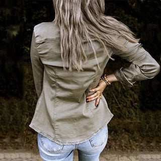 Damen Militär Utility Jacke | Knopfleiste