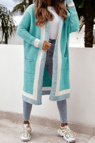 Damen Langer Cardigan | Colorblock