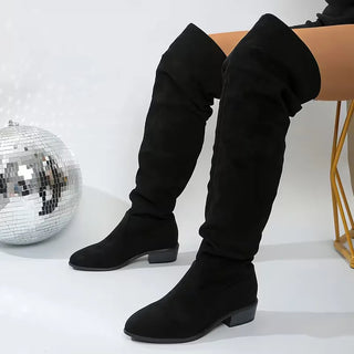 Damen Overknee Stiefel | Flacher Absatz