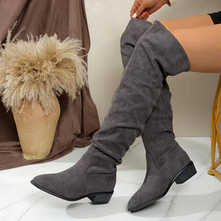 Damen Overknee Stiefel | Flacher Absatz
