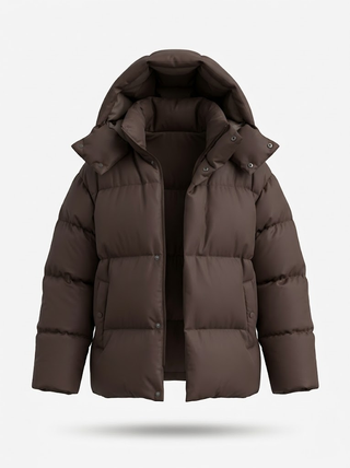 Damen Puffer Winterjacke Mit Kapuze – Braun