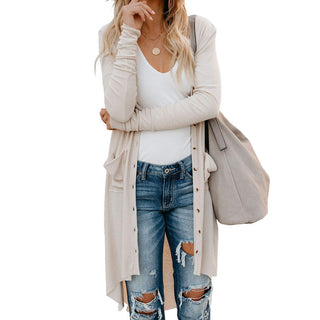 Damen Langer Cardigan | Knopfleiste