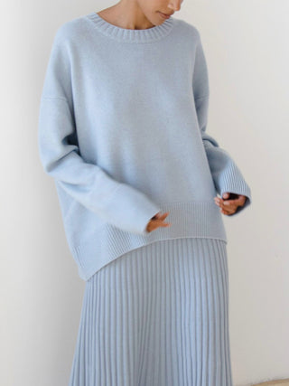 Damen Oversize Strickpullover | Gerippte Bündchen