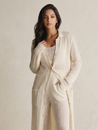 Damen Strickset Mit Knopfleiste | Lange Ärmel