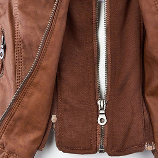 Damen Taillierte Bikerjacke | Durchgehender Reißverschluss