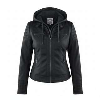 Damen Taillierte Bikerjacke | Durchgehender Reißverschluss