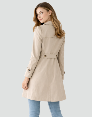 Damen Trenchcoat Elegant Tailliert Knielang – Detailansicht