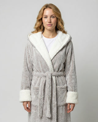 Peignoir polaire d’hiver pour femme | Avec capuche