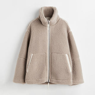 Damen Winter Fleecejacke Stehkragen – Grau