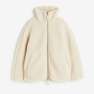 Damen Winter Fleecejacke Stehkragen – Creme