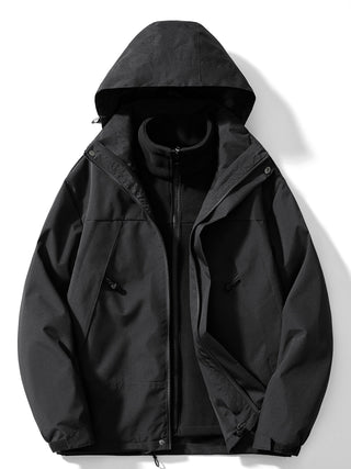 Damen Winter Outdoorjacke Kapuze – Schwarz