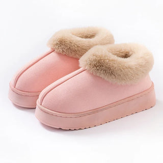 Damen Winter Plüsch Hausschuhe Knöchelhoch – Rosa