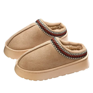 Damen Winter Plüsch Hausschuhe Plattform – Beige