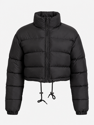 Damen Winter Pufferjacke Hochkragen – Schwarz