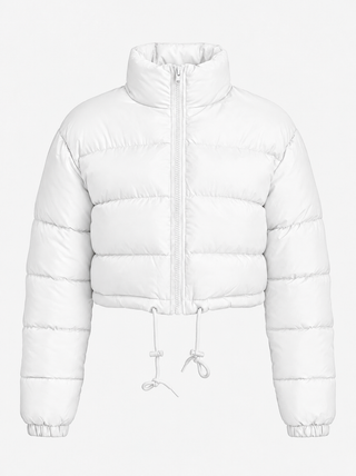 Damen Winter Pufferjacke Hochkragen – Weiß
