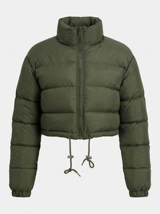Damen Winter Pufferjacke Hochkragen – Olivgrün