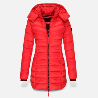 Damen Winter Pufferjacke Kapuze – Rot