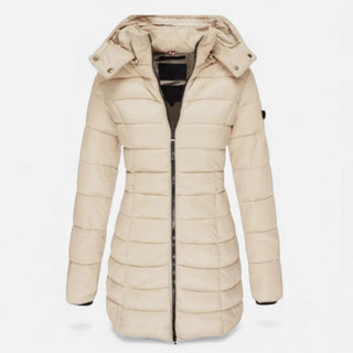 Damen Winter Pufferjacke Kapuze – Beige
