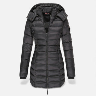 Damen Winter Pufferjacke Kapuze – Schwarz