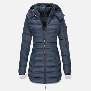Damen Winter Pufferjacke Kapuze – Marineblau
