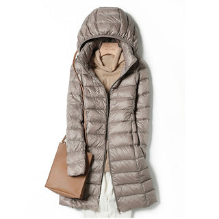 Damen Winter Steppmantel Kapuze – Grau