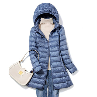 Damen Winter Steppmantel Kapuze – Blau