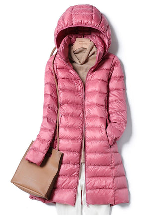 Damen Winter Steppmantel Kapuze – Rosa