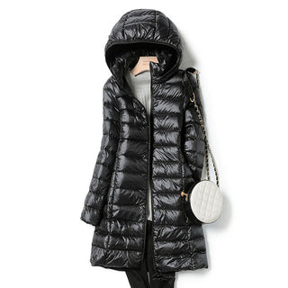 Damen Winter Steppmantel Kapuze – Schwarz