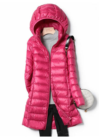 Damen Winter Steppmantel Kapuze – Rosa 2