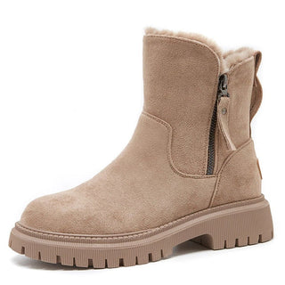 Damen Winter Stiefeletten Gefüttert Plateau – Beige