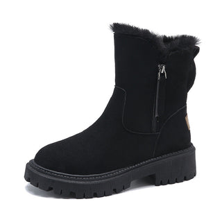 Damen Winter Stiefeletten Gefüttert Plateau – Schwarz