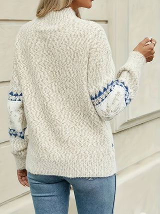 Jersey de punto de invierno para mujer | estampado noruego