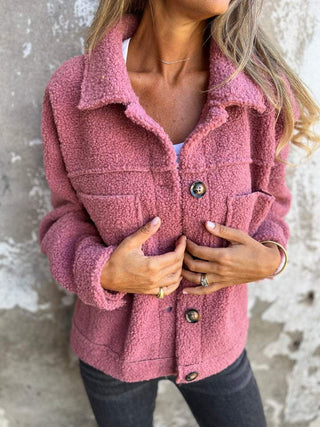 Damen Winter Teddy Fleecejacke Kapuze – Rosa