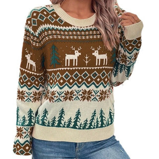 Damen Winter Weihnachtspullover | Fair-Isle-Muster