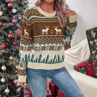 Damen Winter Weihnachtspullover | Fair-Isle-Muster