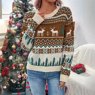 Damen Winter Weihnachtspullover | Fair-Isle-Muster