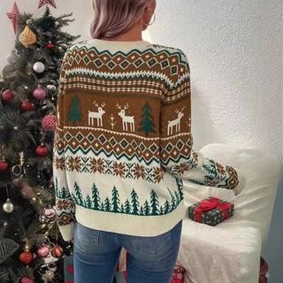 Damen Winter Weihnachtspullover | Fair-Isle-Muster