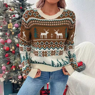 Damen Winter Weihnachtspullover | Fair-Isle-Muster