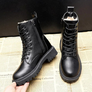 Damen Winterstiefel Leder Schnürung – Detailansicht